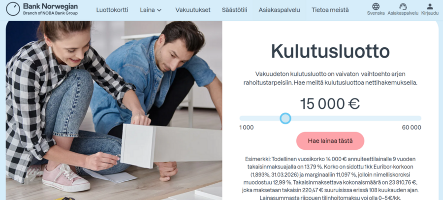 bank norwegian kulutusluotto