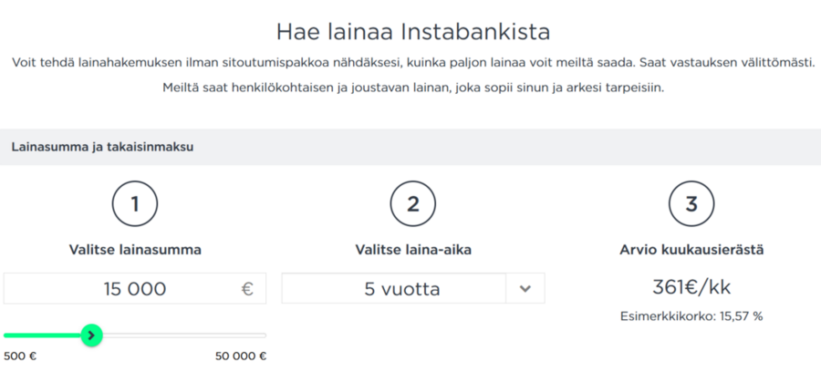 instabank lainahakemus