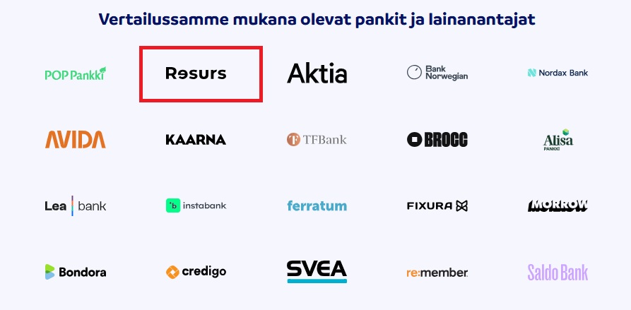 kilpailuta Resurs Bankin laina Sortterilla
