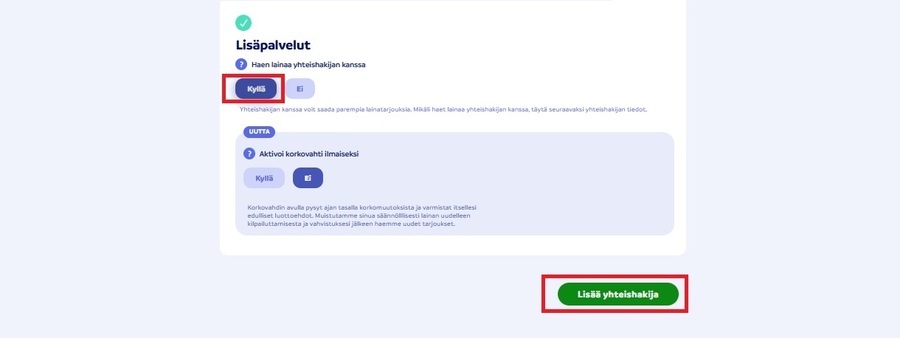 lainahakemus lainaa yhdessä toisen kanssa