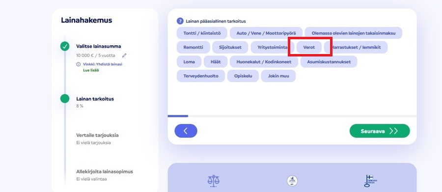 lainahakemus lainaa perintöveroon