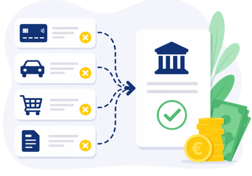 lainojen yhdistäminen työttömänä