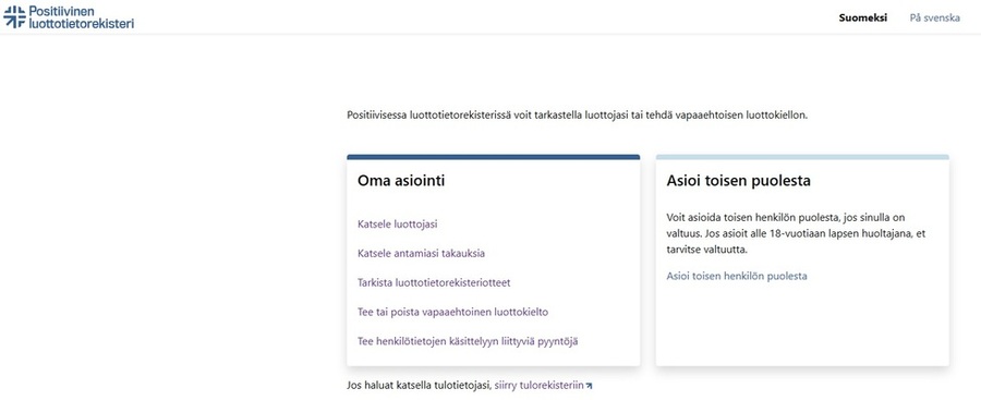positiivinen luottotietorekisteri