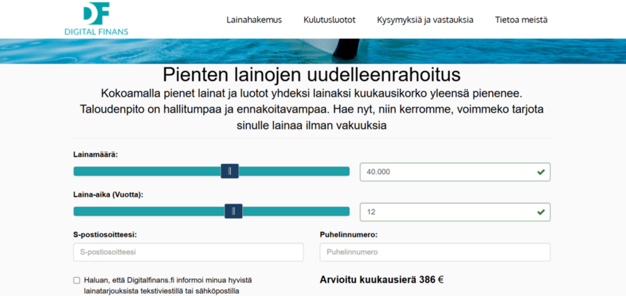 digitalfinans lainahakemus