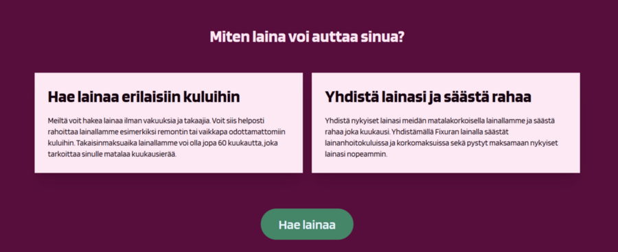 fixura lainavaihtoehdot