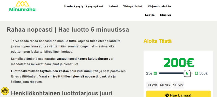 Minunraha lainahakemus