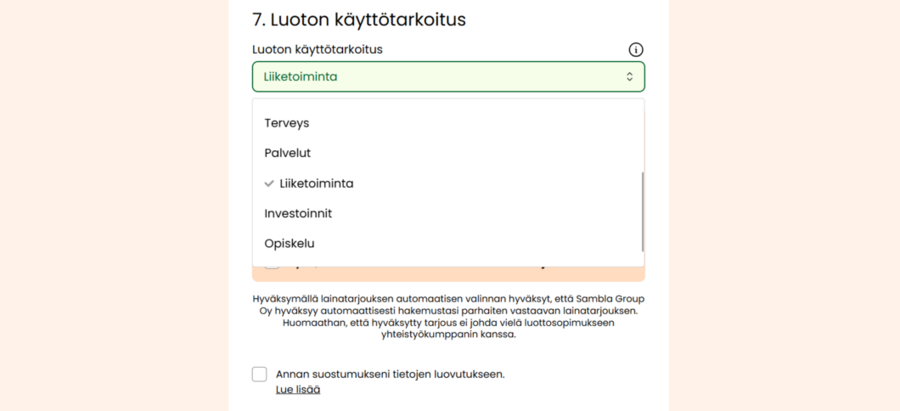 omalaina laina yrittäjälle