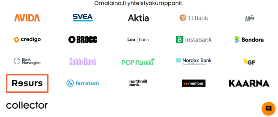 resurs bank omalainan yhteistyökumppani