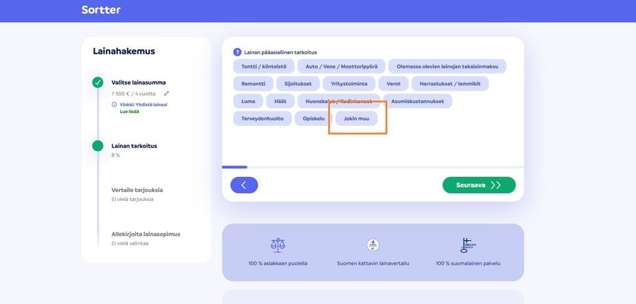 Sortter lainahakemus